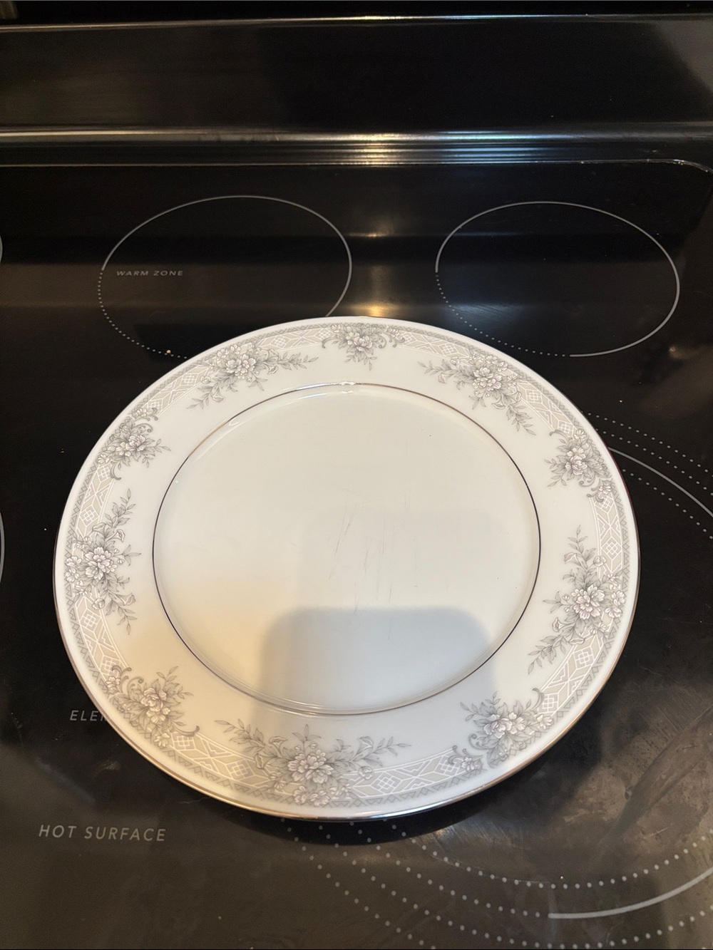 Noritake White and Silver Floral Charger Plate